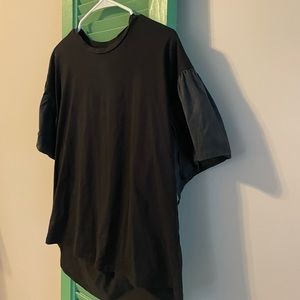 Mustard Seed Black flutter style short sleeves top